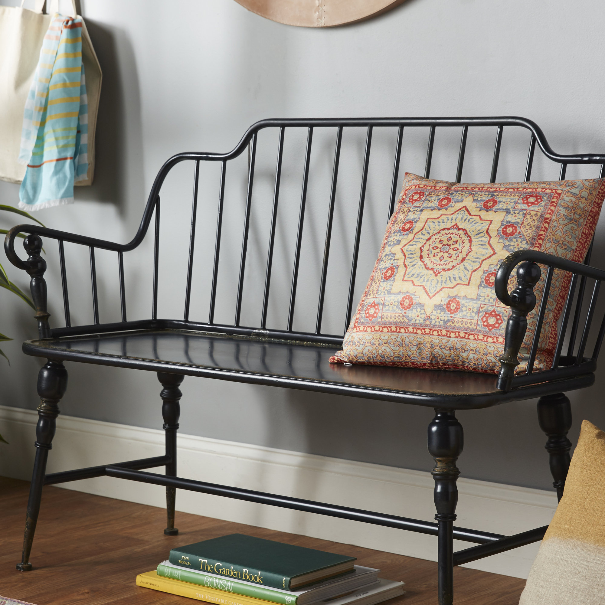Laurel Foundry Modern Farmhouse Arras Metal Storage Entryway Bench
